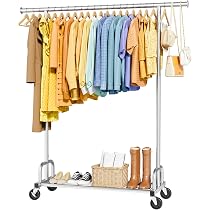 Amazon｜Sakugi ハンガーラック 幅116×奥行43×高さ150cm シルバー